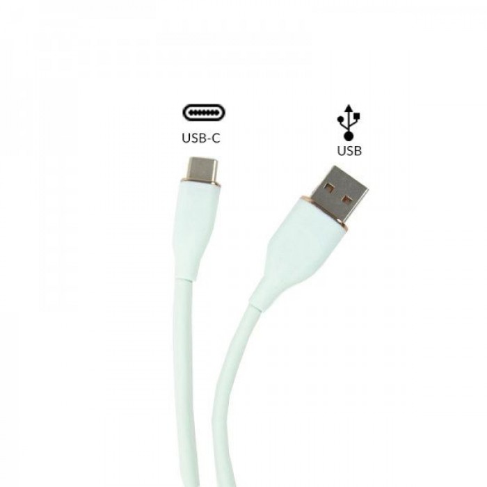 USB Silicone Cable Type-A To Type-C 66W Green