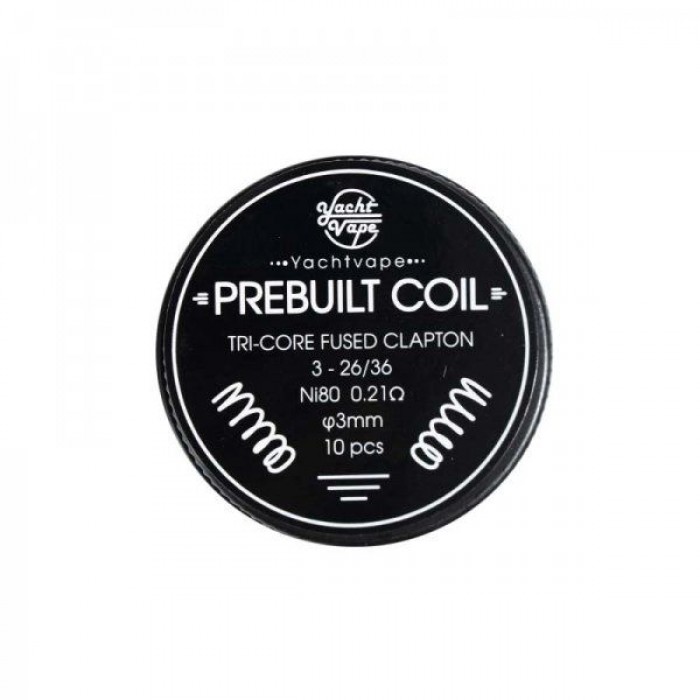 Yacht Vape Tri-Core Fused Clapton Prebuild Coil NI80 3.0mm 0.21Ohm 10Pcs