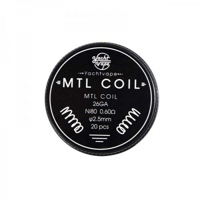 Yacht Vape MTL Prebuild Coil NI80 26GA 2.5mm 0.6Ohm 20Pcs