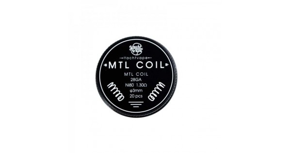 Yacht Vape MTL Prebuild Coil NI80 28GA 3.0mm 1.3Ohm 20Pcs